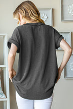 Load image into Gallery viewer, Heimish Full Size Front Pocket Short Sleeve Ribbed Top
