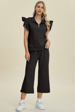 Load image into Gallery viewer, Double Take Full Size Texture Ruffle Short Sleeve Top and Wide Leg Pants Set
