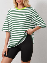 Load image into Gallery viewer, Striped Round Neck Half Sleeve T-Shirt
