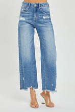 Load image into Gallery viewer, RISEN High Rise Side Slit Raw Hem Cropped Jeans
