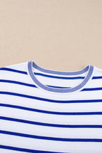 Load image into Gallery viewer, Striped Round Neck Cap Sleeve Knit Top
