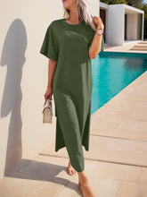 Load image into Gallery viewer, Slit Round Neck Half Sleeve Tee Dress
