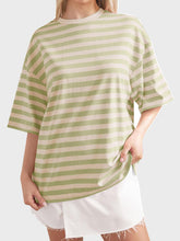 Load image into Gallery viewer, Striped Round Neck Half Sleeve T-Shirt
