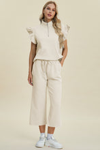 Load image into Gallery viewer, Double Take Full Size Texture Ruffle Short Sleeve Top and Wide Leg Pants Set
