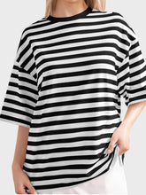 Load image into Gallery viewer, Striped Round Neck Half Sleeve T-Shirt
