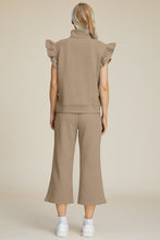 Load image into Gallery viewer, Double Take Full Size Texture Ruffle Short Sleeve Top and Wide Leg Pants Set
