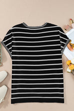 Load image into Gallery viewer, Striped Round Neck Cap Sleeve Knit Top
