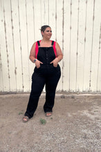 Load image into Gallery viewer, Stella Judy Blue Tummy Control Flare Overalls
