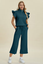 Load image into Gallery viewer, Double Take Full Size Texture Ruffle Short Sleeve Top and Wide Leg Pants Set
