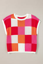 Load image into Gallery viewer, Color Block Round Neck Cap Sleeve Knit Top
