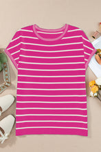 Load image into Gallery viewer, Striped Round Neck Cap Sleeve Knit Top
