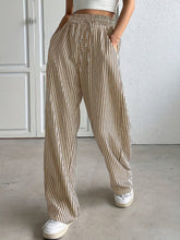 Load image into Gallery viewer, Drawstring Striped Elastic Waist Pants
