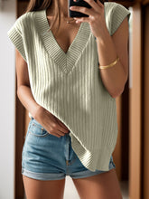 Load image into Gallery viewer, V-Neck Cap Sleeve Knit Vest
