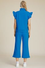 Load image into Gallery viewer, Double Take Full Size Texture Ruffle Short Sleeve Top and Wide Leg Pants Set
