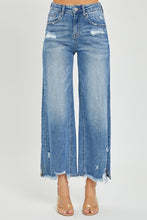 Load image into Gallery viewer, RISEN High Rise Side Slit Raw Hem Cropped Jeans
