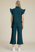 Load image into Gallery viewer, Double Take Full Size Texture Ruffle Short Sleeve Top and Wide Leg Pants Set
