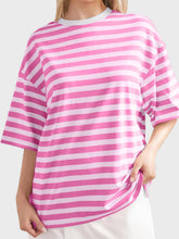 Load image into Gallery viewer, Striped Round Neck Half Sleeve T-Shirt
