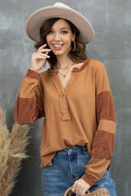 Load image into Gallery viewer, Notched Neck Waffle-Knit Blouse
