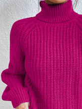Load image into Gallery viewer, Turtleneck Rib-Knit Slit Sweater
