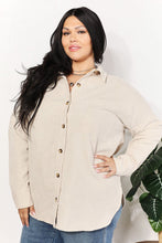Load image into Gallery viewer, Oversized Corduroy  Button-Down Tunic Shirt with Bust Pocket

