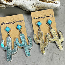 Load image into Gallery viewer, Turquoise Cactus Earrings
