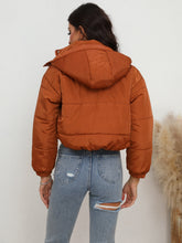 Load image into Gallery viewer, Snap and Zip Closure Hooded Puffer Jacket

