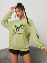 Load image into Gallery viewer, Butterfly Graphic Drop Shoulder Sweatshirt
