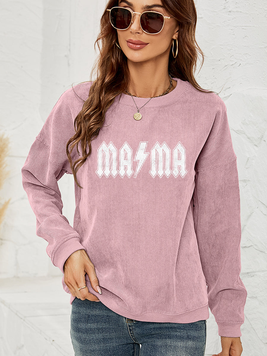 Mama Graphic Dropped Shoulder Sweatshirt