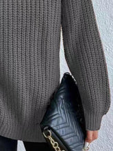 Load image into Gallery viewer, Turtleneck Rib-Knit Slit Sweater
