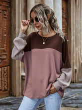 Load image into Gallery viewer, Color Block Waffle-Knit Long Sleeve Top
