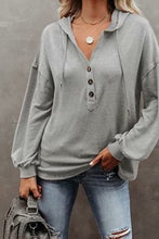 Load image into Gallery viewer, Buttoned Drop Shoulder Hoodie
