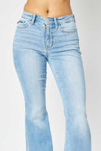 Load image into Gallery viewer, Judy Blue Blaire Mid Rise Raw Hem Slit Flare Jeans
